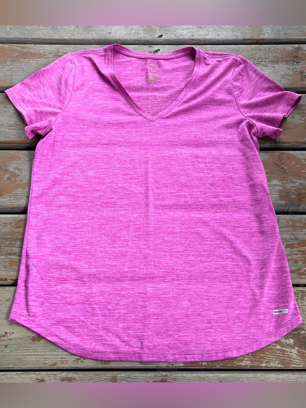 Athletic Works Pink Activewear Short Sleeve V Neck Top - Size Large